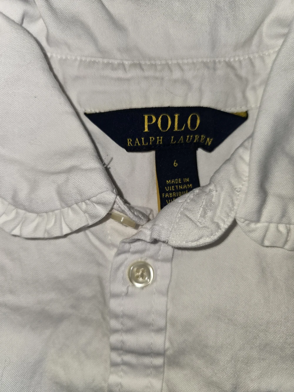 Ralph Lauren Girls' White Puff-Sleeve Shirt With Ruffled Peter Pan Collar